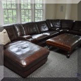 F11. Leather sectional (15' x 92” x 40”) and F12. leather cocktail ottoman by Jonathan Louis Inc. (18”h x 57”w x 37”d) 